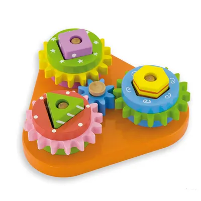 Jucarie din lemn Andreu toys - Triunghiulara, cu angrenaje, de stivuit