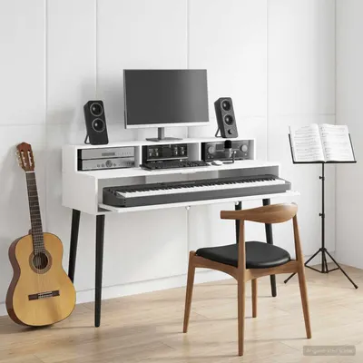 vidaXL Birou de studio Alb 130 x 42,5 x 36 cm Lemn prelucrat