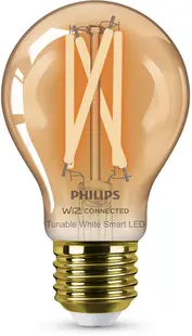 Bec inteligent Philips - Filament, 7W LED, E27, A60, Amber, dimmer