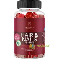 Multivitamine pentru Par si Unghii Jeleuri Vegane cu Aroma de Zmeura 60buc