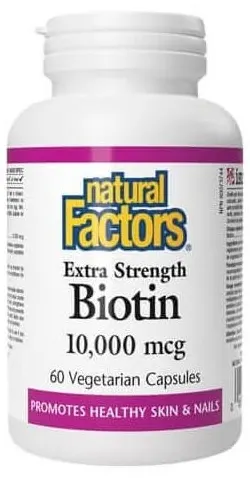 Biotin Extra Strength, 10000 mcg, 60 capsule, Natural Factors