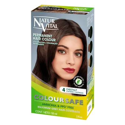 Vopsea Naturala pentru par Castaniu NR.4 NaturVital, 150 ml