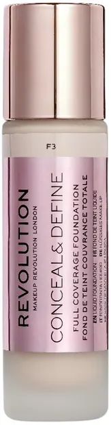 Makeup Revolution Conceal & Define Fond de ten de acoperire , F3, 23 ml