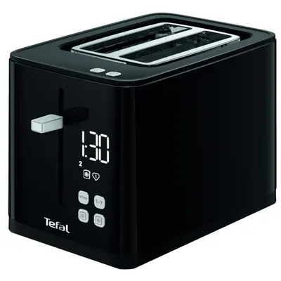 Prajitor de paine Tefal Smart n Light TT640810, 850W, 2 felii, ecran digital, 3 functii dedicate, 7 niveluri de rumenire, negru