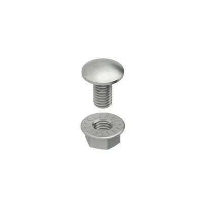 surub cu cap ciuperca, similar cu DIN 603 incl. piulita cu flansa dintata conform. conform DIN 1661 FLM 6X20 G