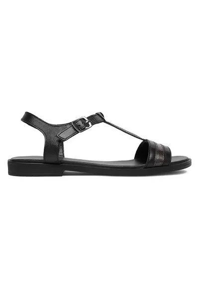Sandale dama piele naturala - negru - sistem inchidere catarama - material interior piele ecologica