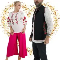 Set Cuplu 630 Vesta cu Broderie si Ie traditionala cu broderie