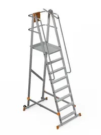 Scara industriala rabatabila (pliabila) din aluminiu cu 7 trepte si platforma h=207cm, inaltime de lucru 4,1m - CNO-SME-FWPL17