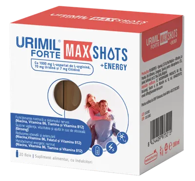 Urimil Forte Max Shots + Energy, 20 fiole, Naturpharma