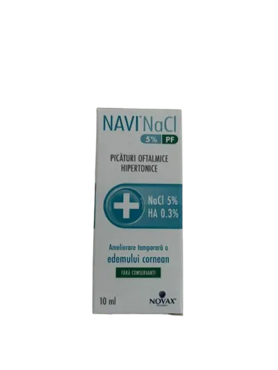 Picaturi oftalmice hipertonice Navi NaCl 5% PF, 10ml, Novax Pharma