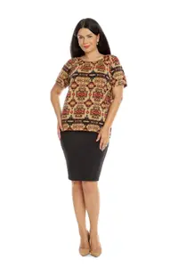 Bluza dama CT22073 bej & print etno, Cesy | marimea S