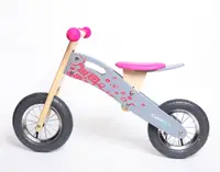 Bicicletă de echilibru din lemn cu anvelope umflate de 10" și 12", PINK