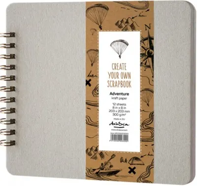 Scrapbook cu spirala Drasca Adventure - Craft, 12 file, 20.3х20.3 cm
