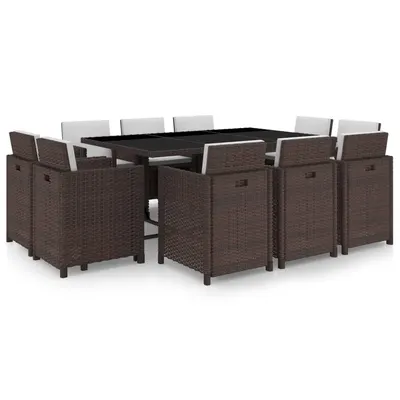 Gossi set mobilier de exterior cu perne, 11 piese, maro, poliratan