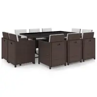Gossi set mobilier de exterior cu perne, 11 piese, maro, poliratan