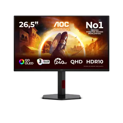 Monitor Gaming AOC Q27G4ZDR, 26.5", 2560 x 1440 pixeli, Black, Red, 3 ani Garantie
