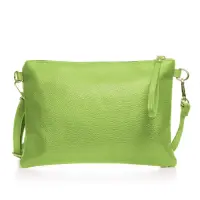 Geanta plic crossbody verde praz, din piele naturala