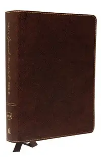 NKJV, Journal the Word Bible, Bonded Leather, Brown, Red Letter Edition, Comfort Print: Reflect, Journal, or Create Art Next to Your Favorite Verses