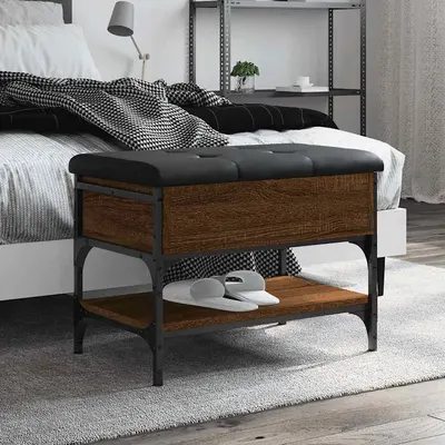 vidaXL Bancă de pantofi, stejar maro, 62x42x45 cm, lemn prelucrat