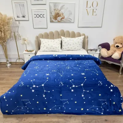 Patura Super Soft Cocolino, 200x230 cm – Rasfat absolut in zilele reci, Albastru inchis, zodiac