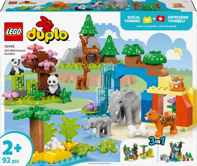Constructor LEGO Duplo 3 в 1 - Familii de animale sălbatice (10446)