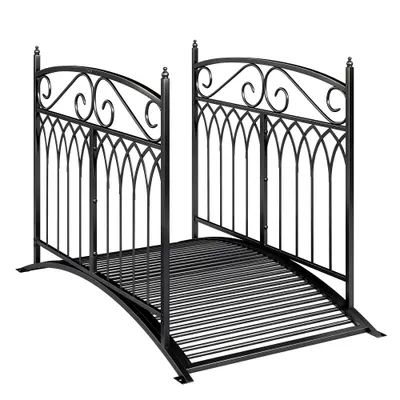Outsunny Pod de grădină din metal 135,5 cm Pod pentru iaz cu balustrade de siguranță Aspect antic Rezistent la rugină Montaj ușor | Aosom Romania