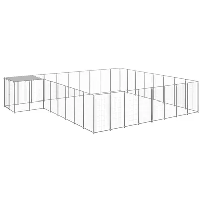 vidaXL Padoc pentru câini, argintiu, 20,57 m², oțel