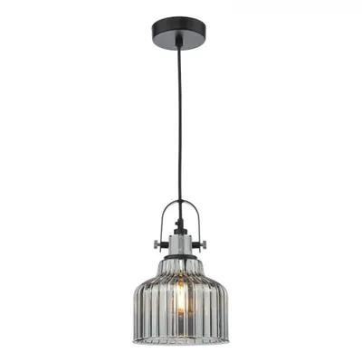 Lampa suspendata Rhode Single Pendant Polished Chrome Smoked Glass