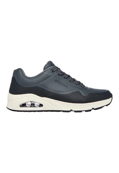 Pantofi sport de piele ecologica cu segmente perforate Uno-Timeline - Gri carbune