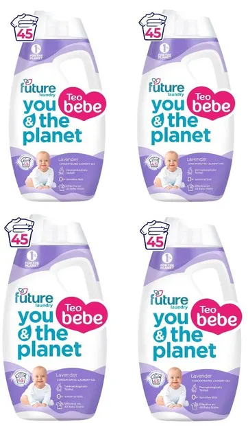 Gel de spălare concentrat pentru bebeluși Future baby - Lavender, 4 х 1.8 l, 45 spălări