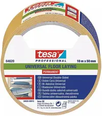 Bandă dublu adezivă Tesa - Universal, pentru pardoseli, 10 m x 50 mm, alba
