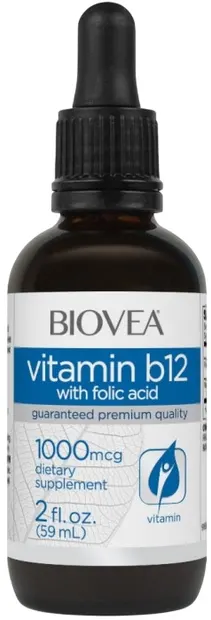 Vitamin B12 with Folic Acid Drops, 59 ml, Biovea