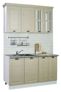 Set bucatarie SQUARE 140 cm, 4 corpuri, blat termorezistent, fronturi MDF, fag rustic