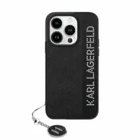Husa pentru Apple iPhone 15 Pro, Karl Lagerfeld, Saffiano Rhinestones & Charm, Neagra