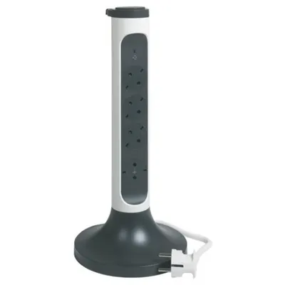 Prelungitor Sch 4x2p+t Col T de Birou de Col T Paratrasnet 2m 1.5mm2 Alb/negru
