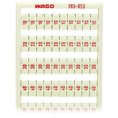 WMB marking card; as card; MARKED; 10, 20 ... 50 (20 each); not stretchable; Vertical marking; snap-on type; white