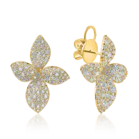Cercei florali din aur galben cu diamante de 3.06ct