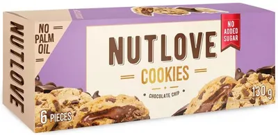 Nutlove Cookies, fursec cu bucăți de ciocolată, 130 g, AllNutrition