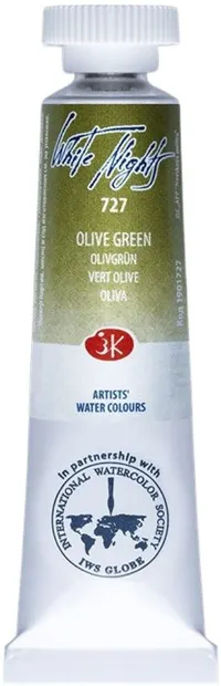 Vopsea de acuarelă Nevskaya Palitra Leningrad Nopți Albe - 727, Verde Măslin, 10 ml