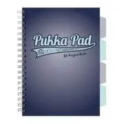 Caiet B5 cu spira si separatoare Pukka Pad Project Book, 200 file, matematica, albastru