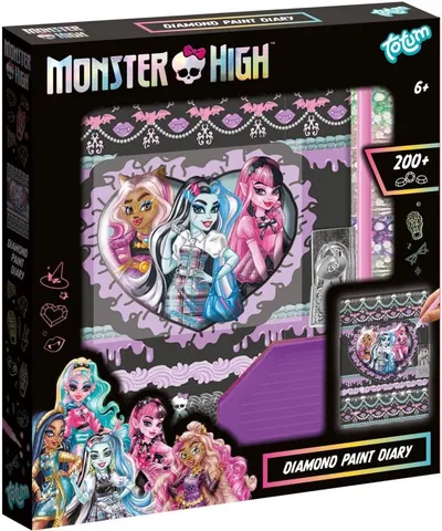 Trusă creativă Totum - Monster High, Decorează-ți propriul jurnal secret cu diamante
