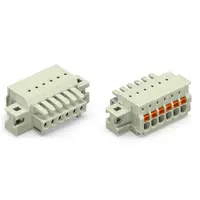1-conductor female plug; 100% protected against mismating; push-button; clamping collar; 1.5 mm²; Pin spacing 3.5 mm; 9-pole; 1,50 mm²; light gray