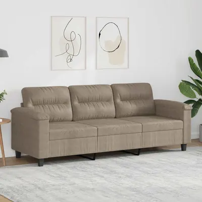 vidaXL Canapea cu 3 locuri, gri taupe, 180 cm, țesătură microfibră