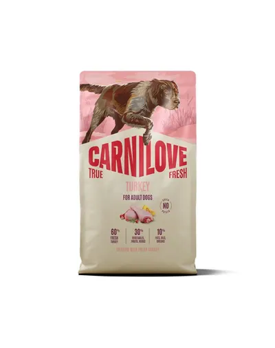 Hrană câini CARNILOVE True Fresh Dog Turkey Adult 4 kg curcan