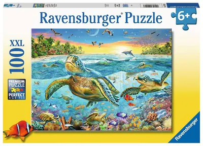 Puzzle Ravensburger din 100 XXL de piese - Swim with Sea Turtles