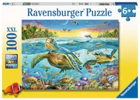 Puzzle Ravensburger din 100 XXL de piese - Swim with Sea Turtles