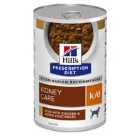 HILL'S Prescription Diet k/d Kidney Care, Pui cu Legume, dietă veterinară câini, conservă hrană umedă, afecțiuni renale HILL'S Prescription Diet k/d Kidney Care, Pui cu Legume, dietă veterinară câini, conservă hrană umedă, sistem renal, (în sos), 354g