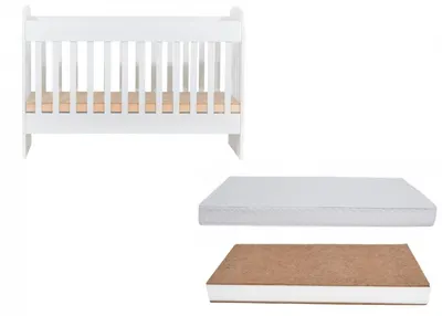 Patut din lemn pentru copii Nichiduta Sweet Dreams II cu somiera reglabila pe 3 inaltimi distincte, tratat cu vopsele si lacuri ecologice pe baza de apa + Saltea cocos 12 cm