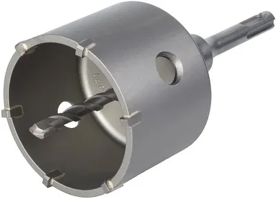 Freza-coroană cu plăcuțe din carbură și coadă pentru cărămidă și beton Wolfcraft - SDS-plus, 76 х 46 mm