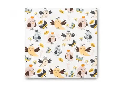 Pernuta inaltator pentru scaun copii Sensillo Birds 32x32x8 cm cu husa detasabila din bumbac,prevazuta cu fermoar,curele reglabile de fixare